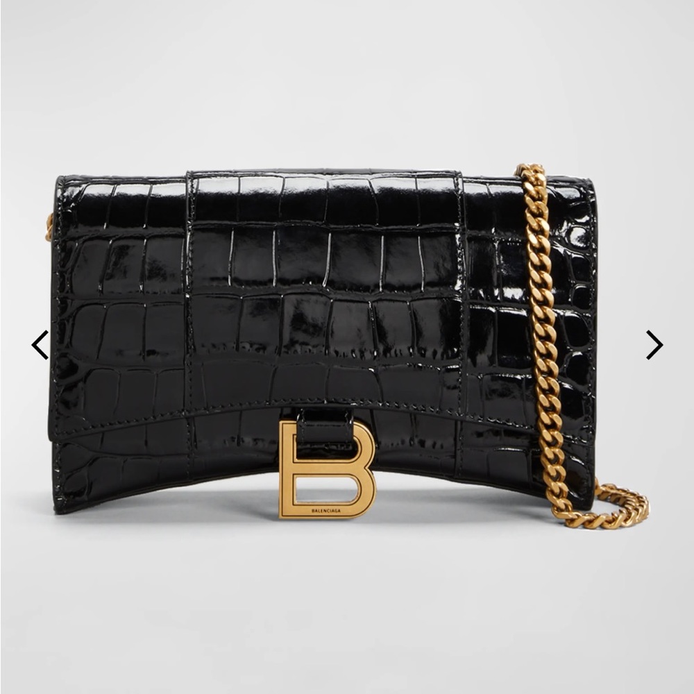 Balenciaga wallet on chain black croc
